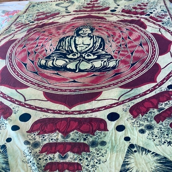 Pacific Lotus Buddha Print Cotton Throw - Picture 1 of 6